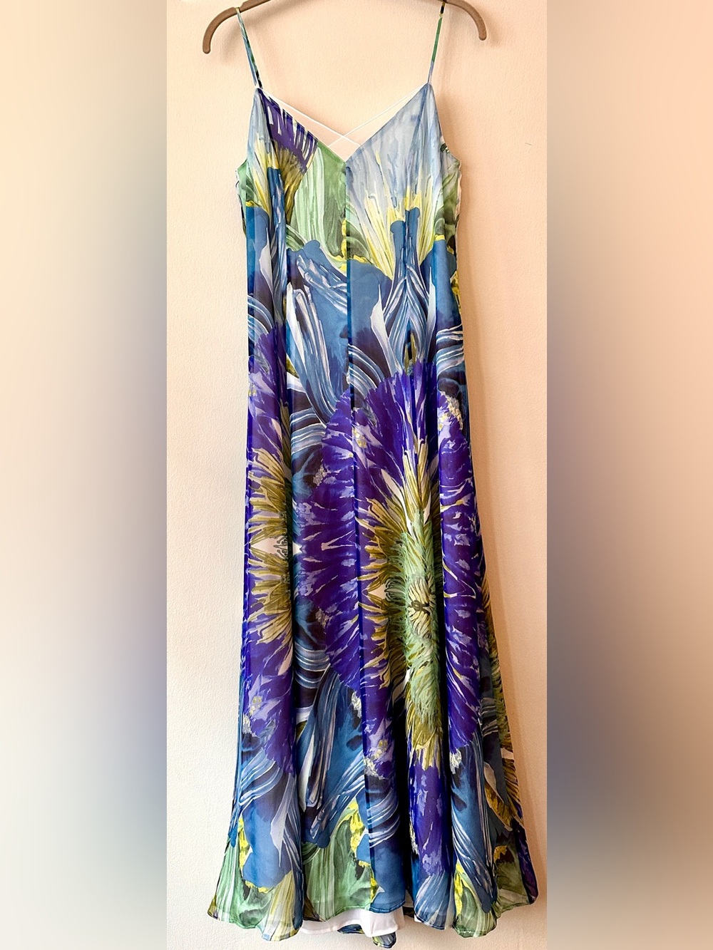 Carlisle Blue & Purple Floral Silk Slip Dress